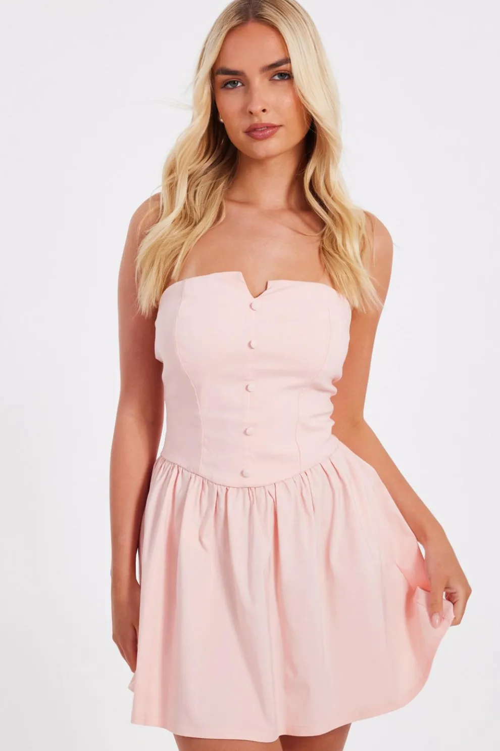 Baby Pink Bandeau Mini Dress