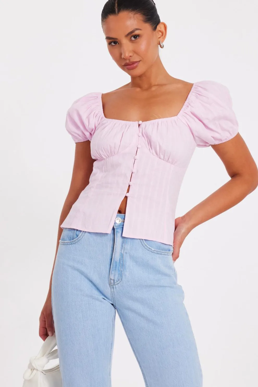 Baby Pink Button Front Top