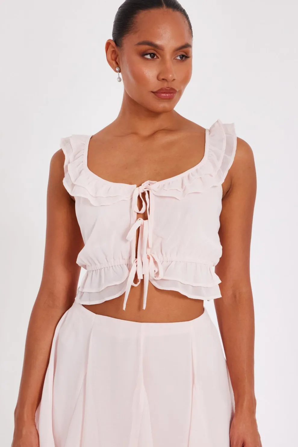 Baby Pink Ruffle Crop Top