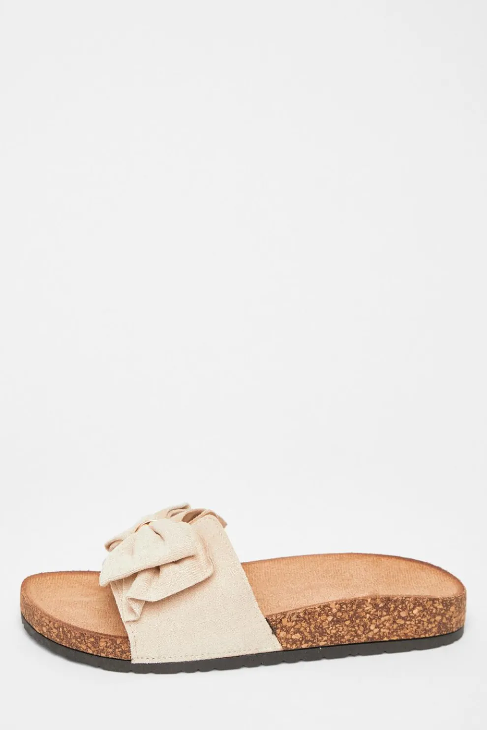 Beige Bow Flat Sandals