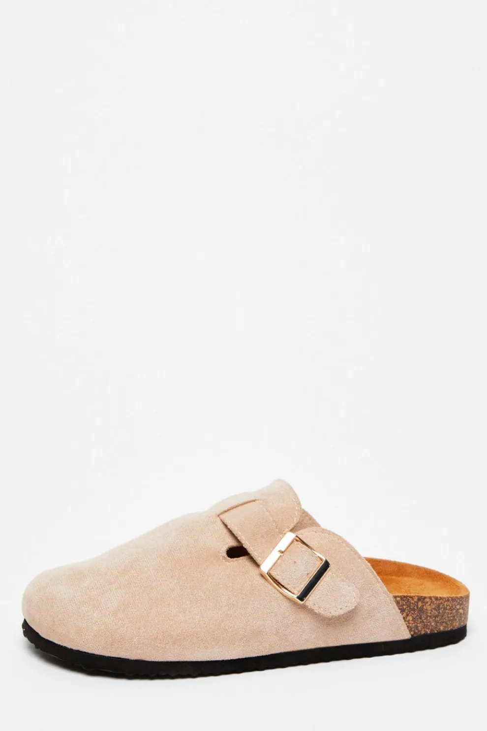 Beige Faux Suede Mules