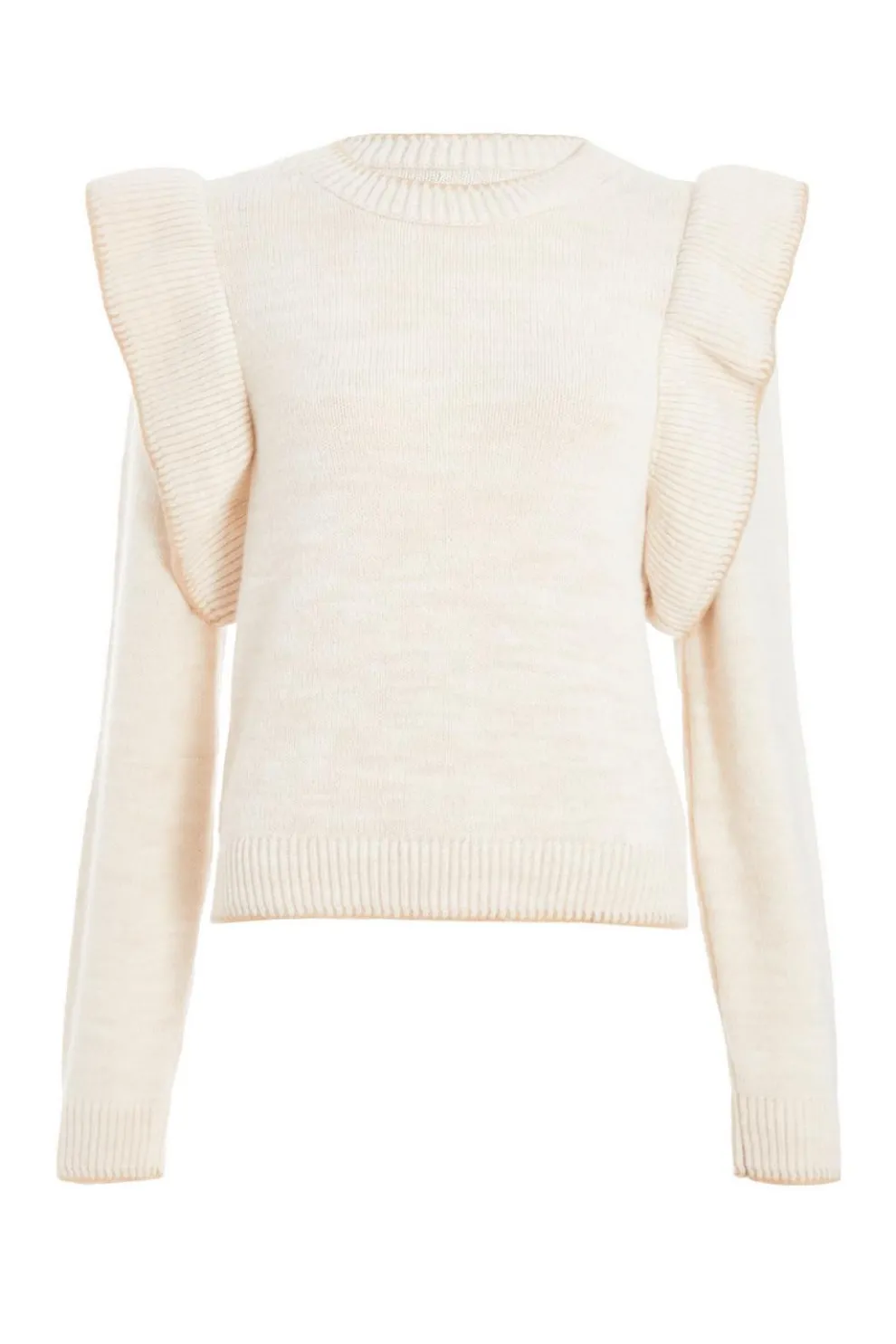 Beige Knitted Frill Sleeve Jumper