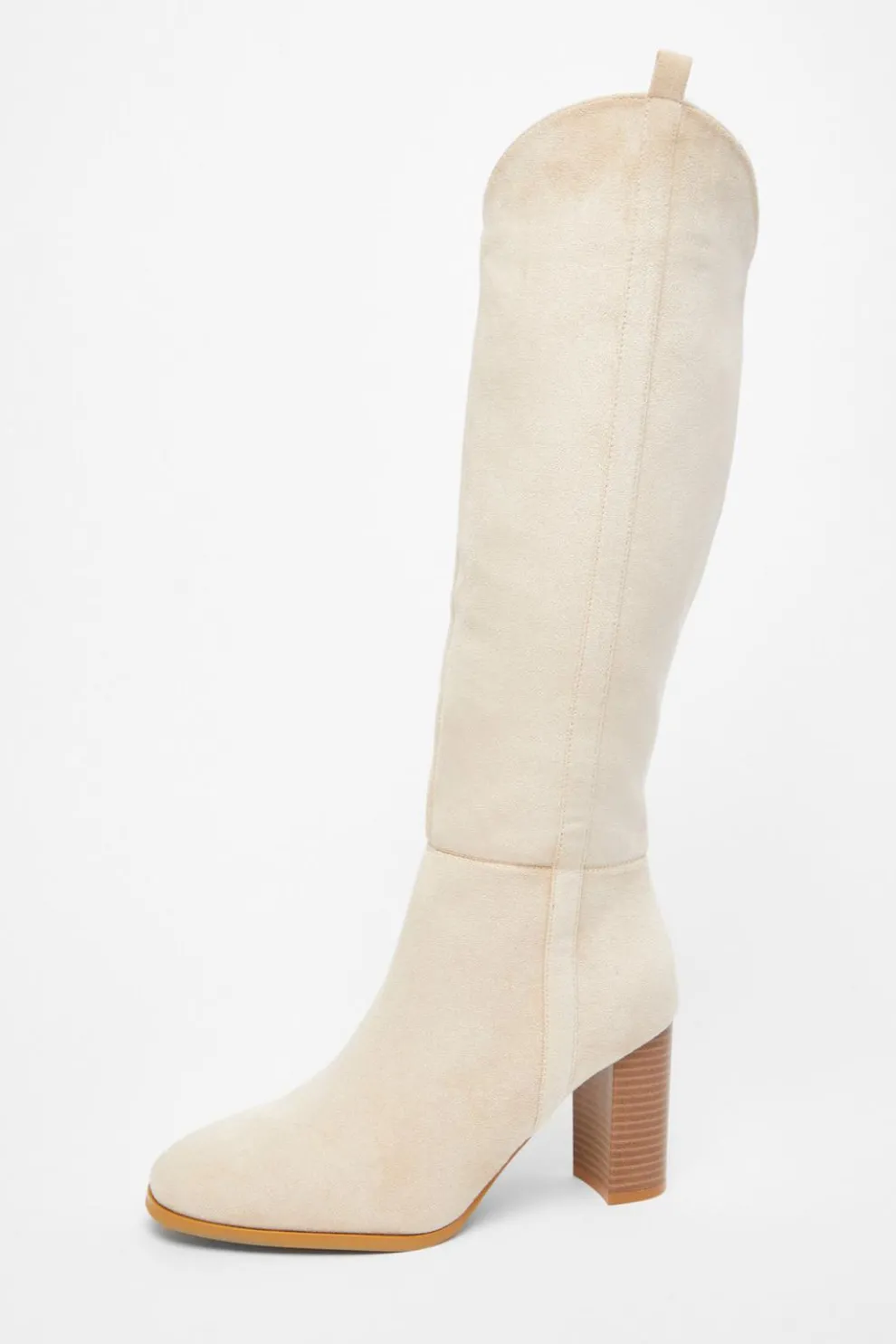 Beige Western Knee High Boots