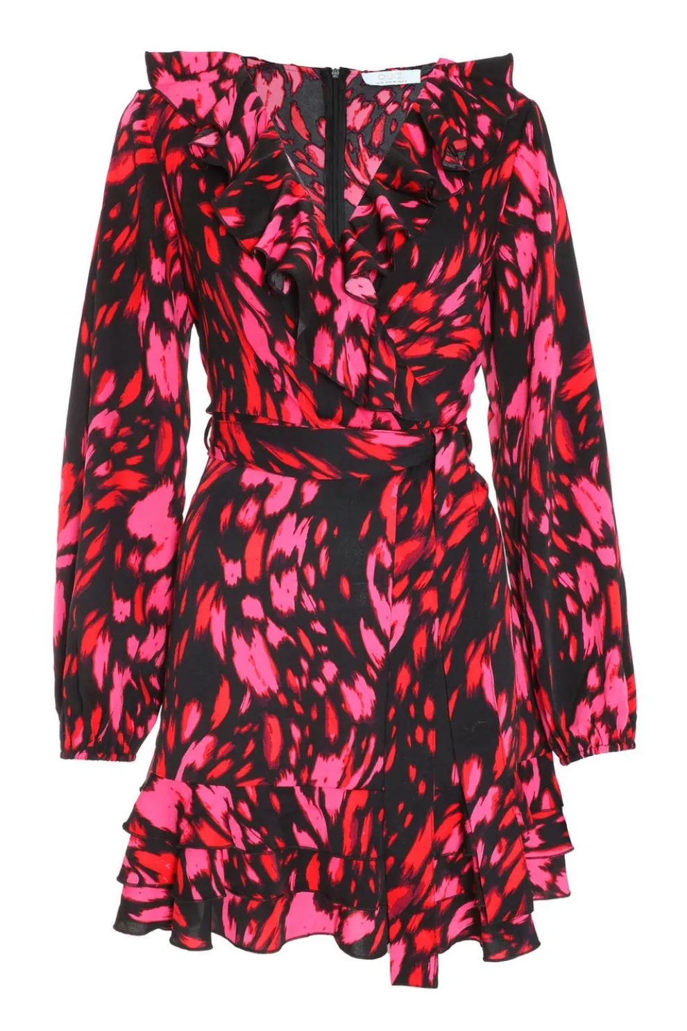 Black Animal Print Wrap Skater Dress