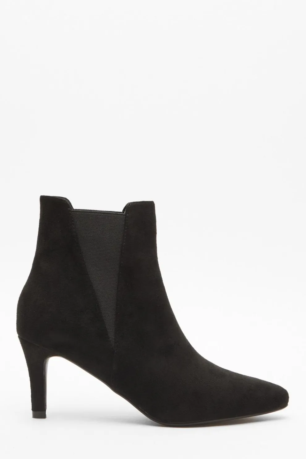 Black Ankle Heeled Stretch Boots