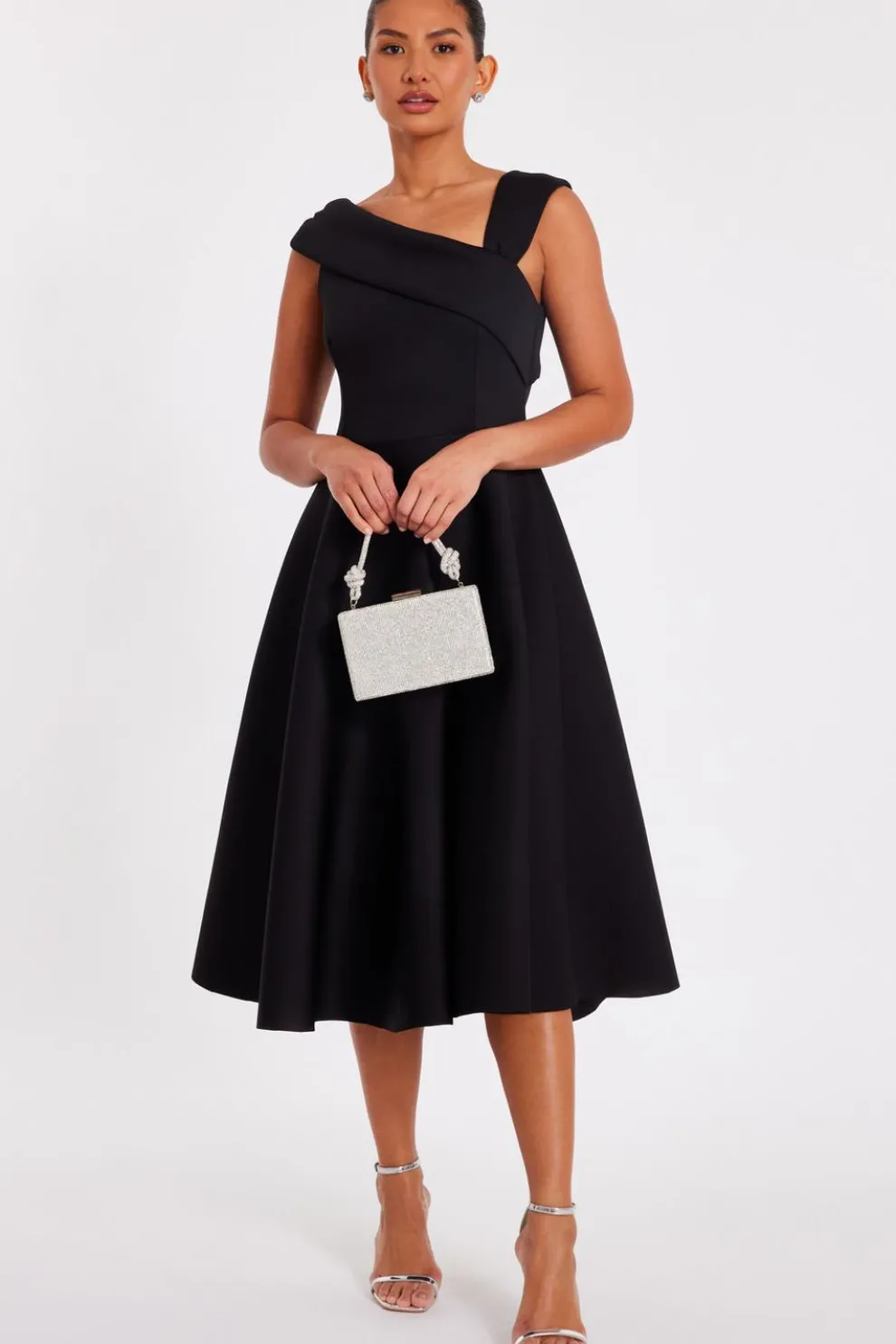 Black Asymmetric Midi Dress