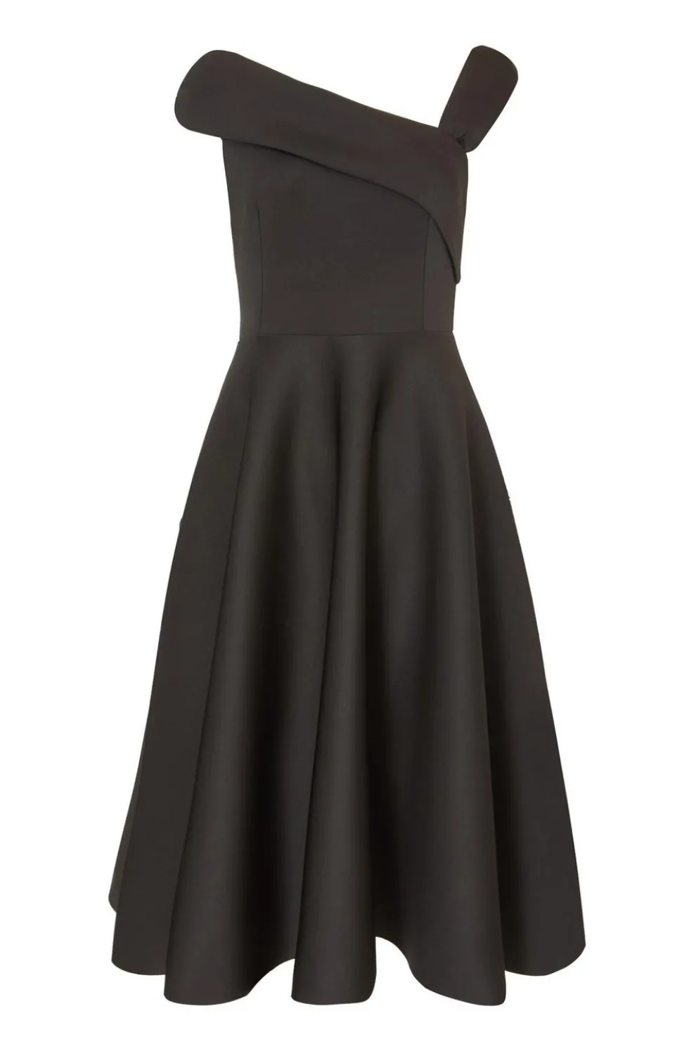 Black Asymmetric Midi Dress