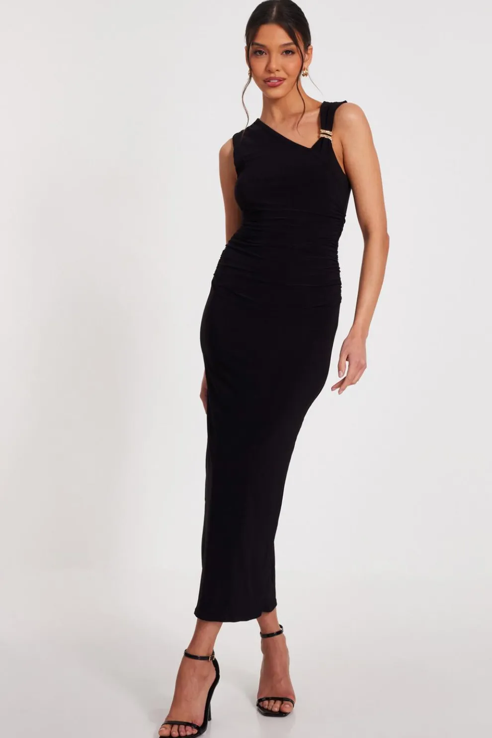 Black Asymmetric Midaxi Dress