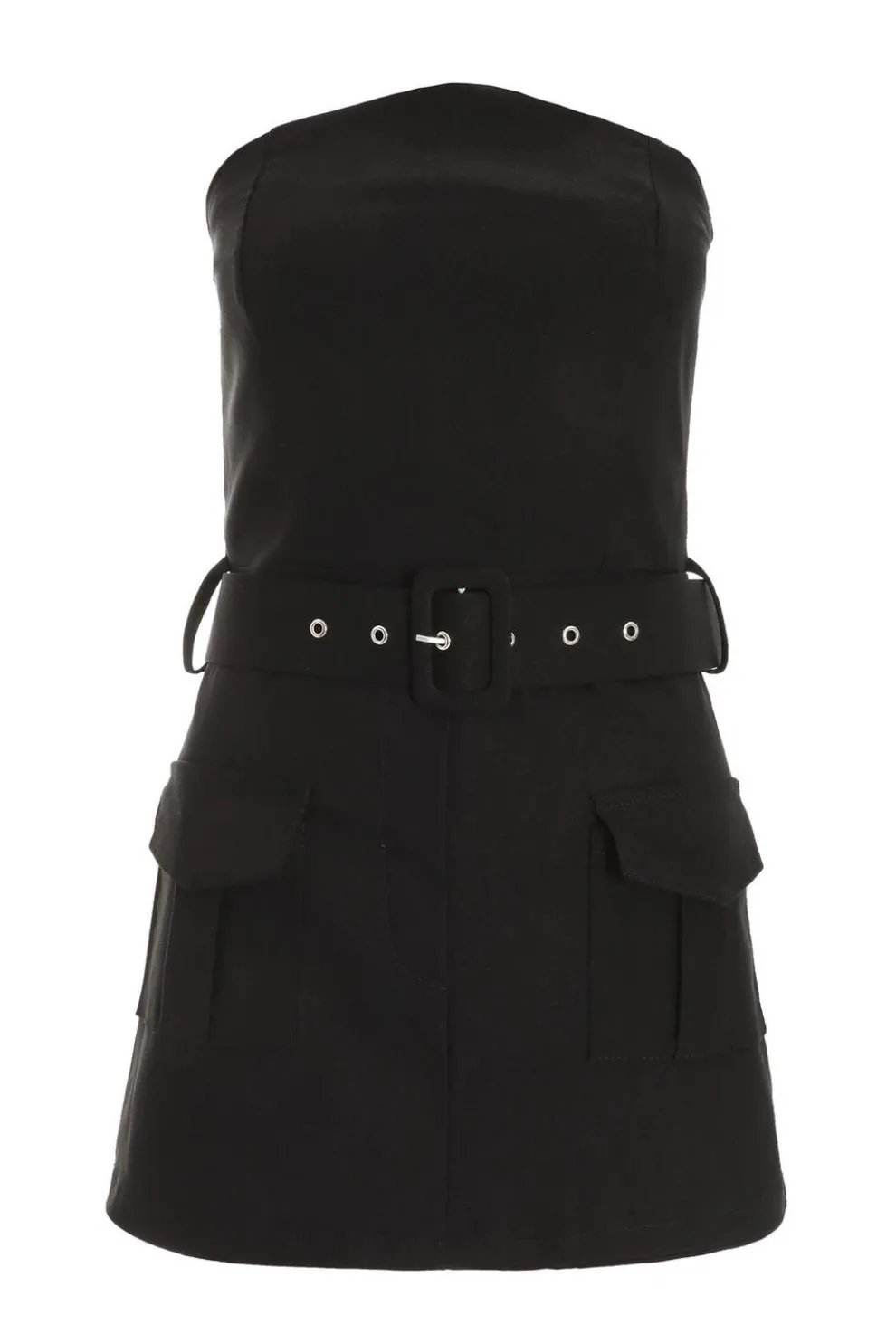 Black Bandeau Belted Skort Playsuit