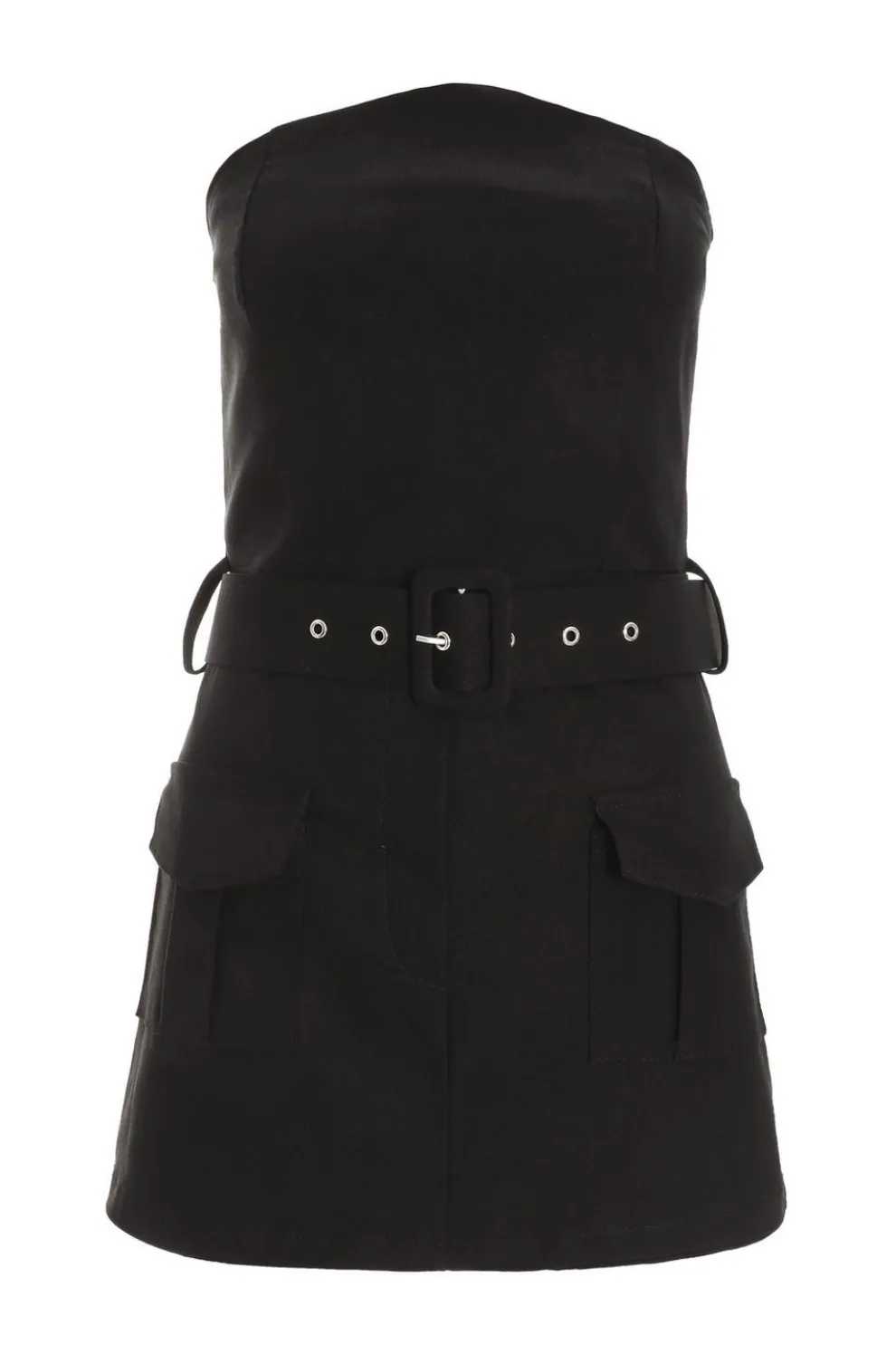 Black Bandeau Belted Playsuit
