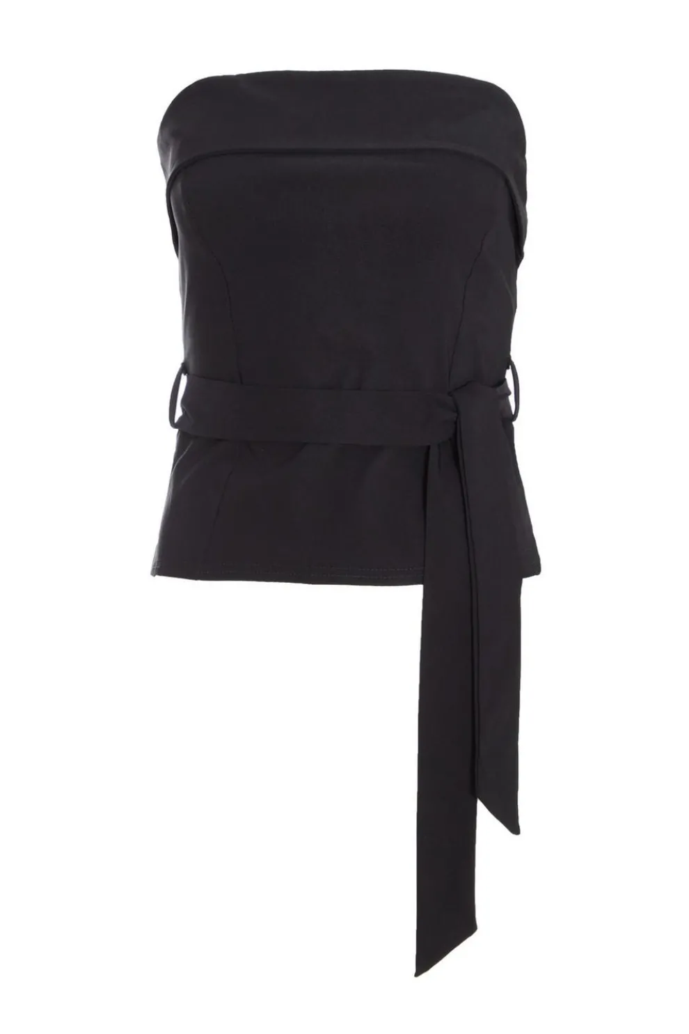 Black Bandeau Belted Top