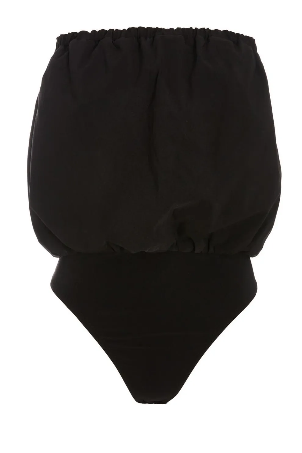 Black Bandeau Puffball Bodysuit