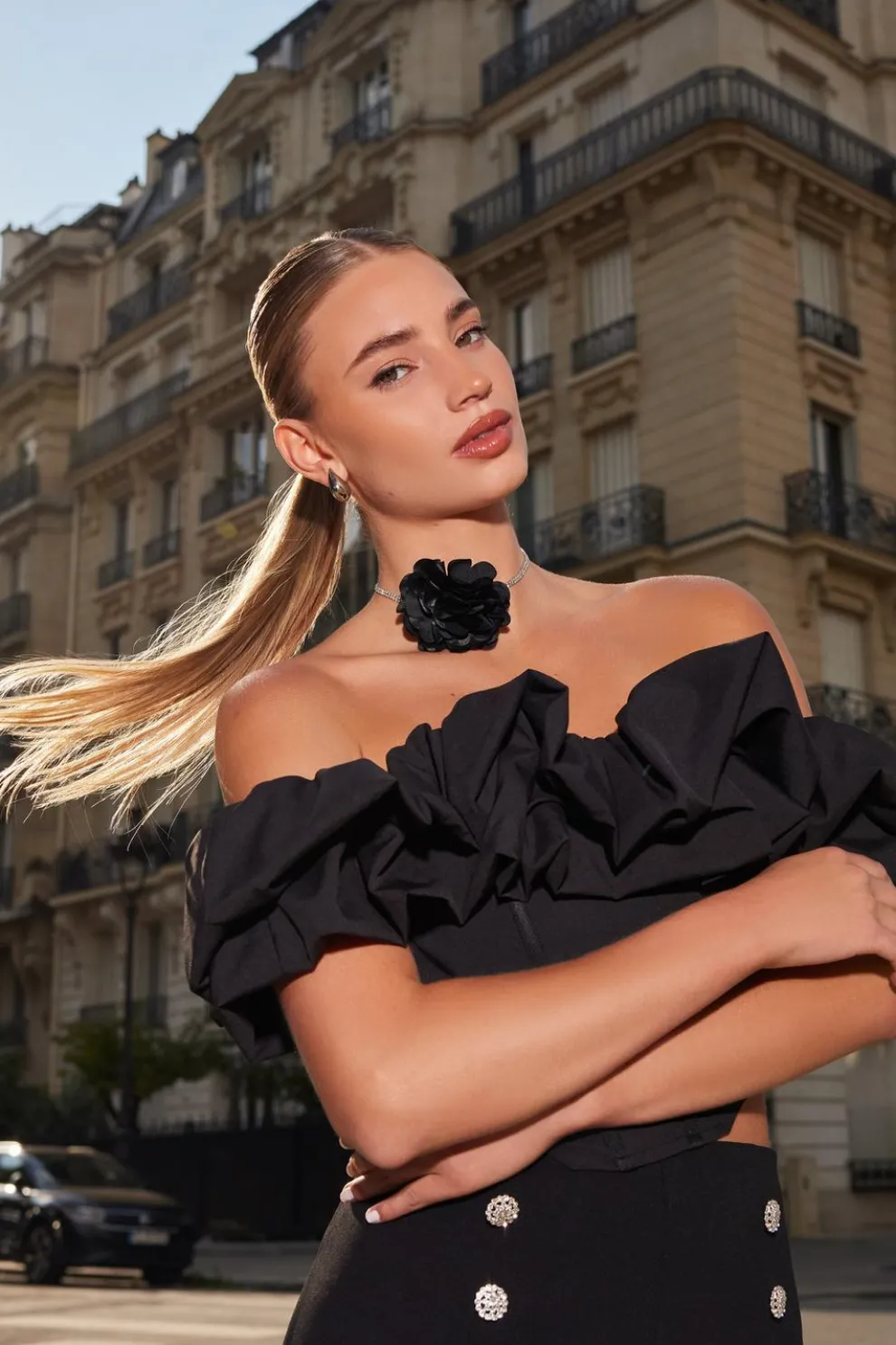 Black Bardot Corset Top