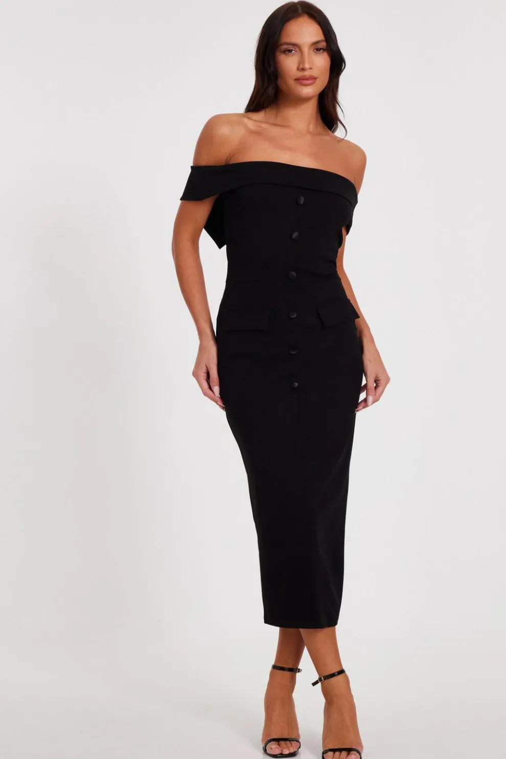 Black Bardot Midaxi Dress