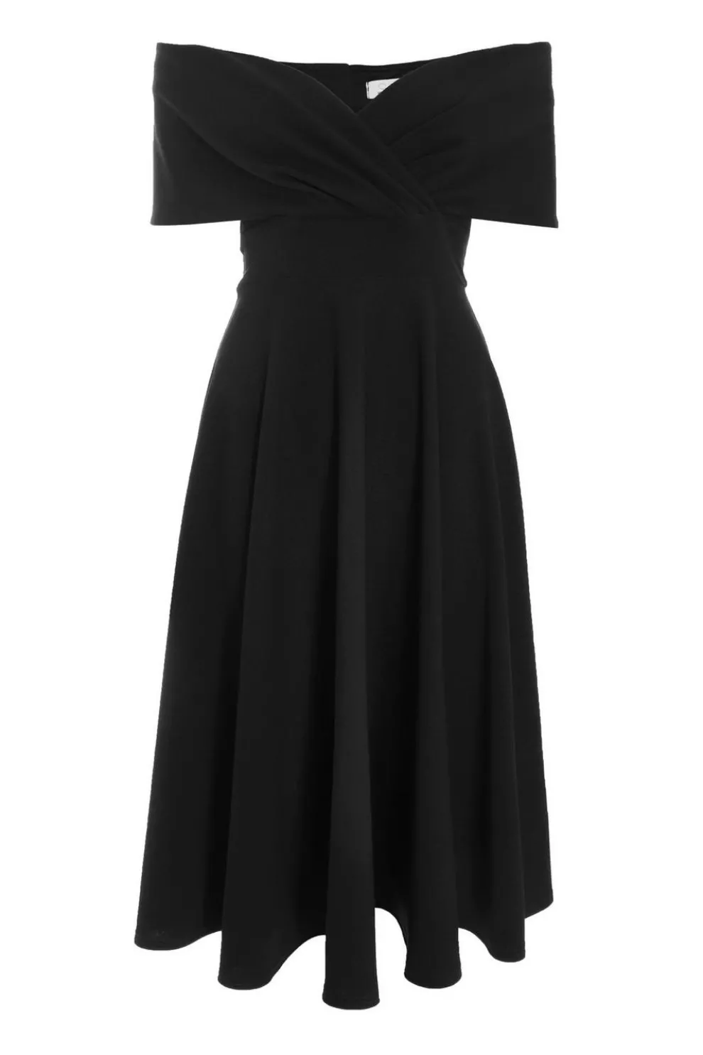 Black Bardot Skater Midi Dress