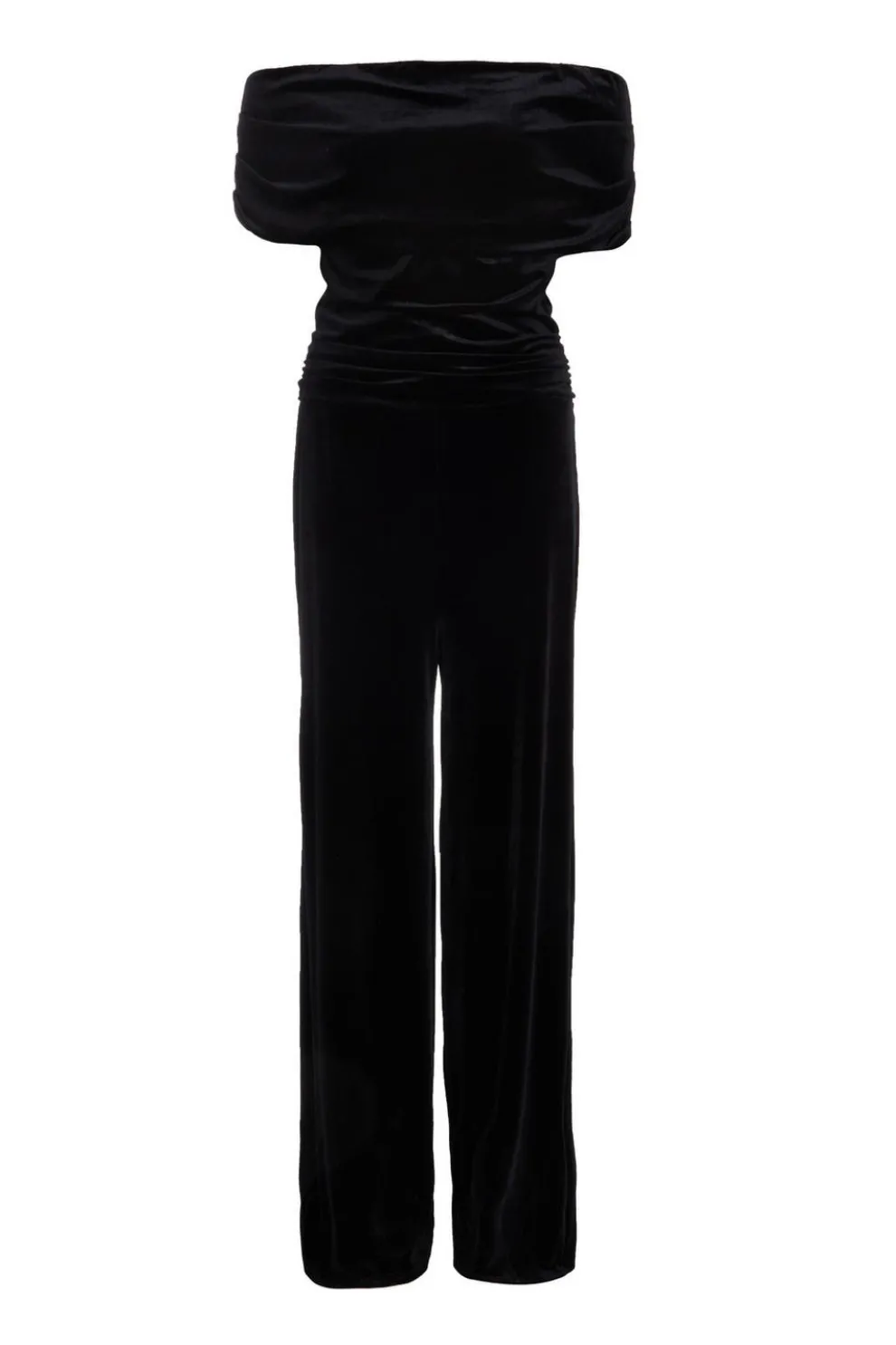 Black Bardot Velvet Jumpsuit
