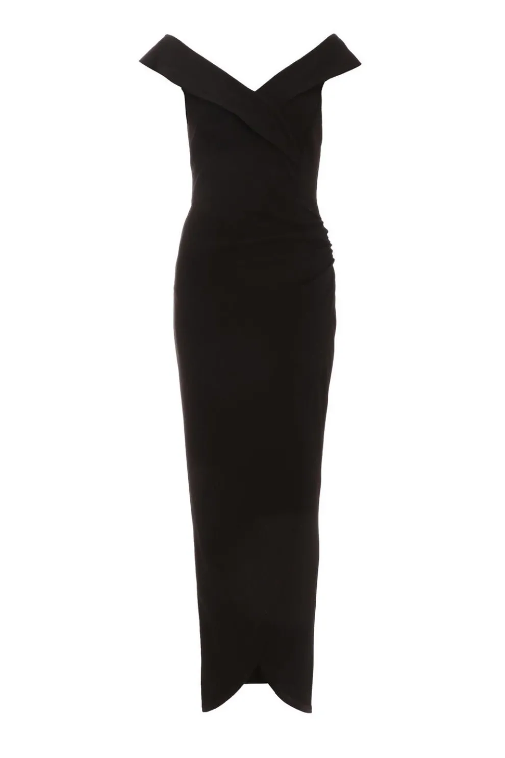 Black Bardot Wrap Maxi Dress