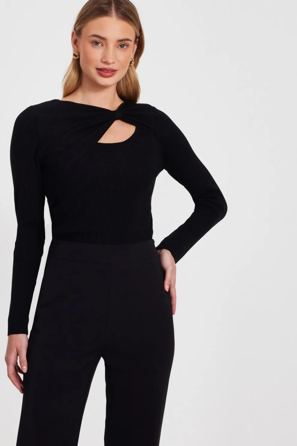 Black Bow Detail Knitted Top