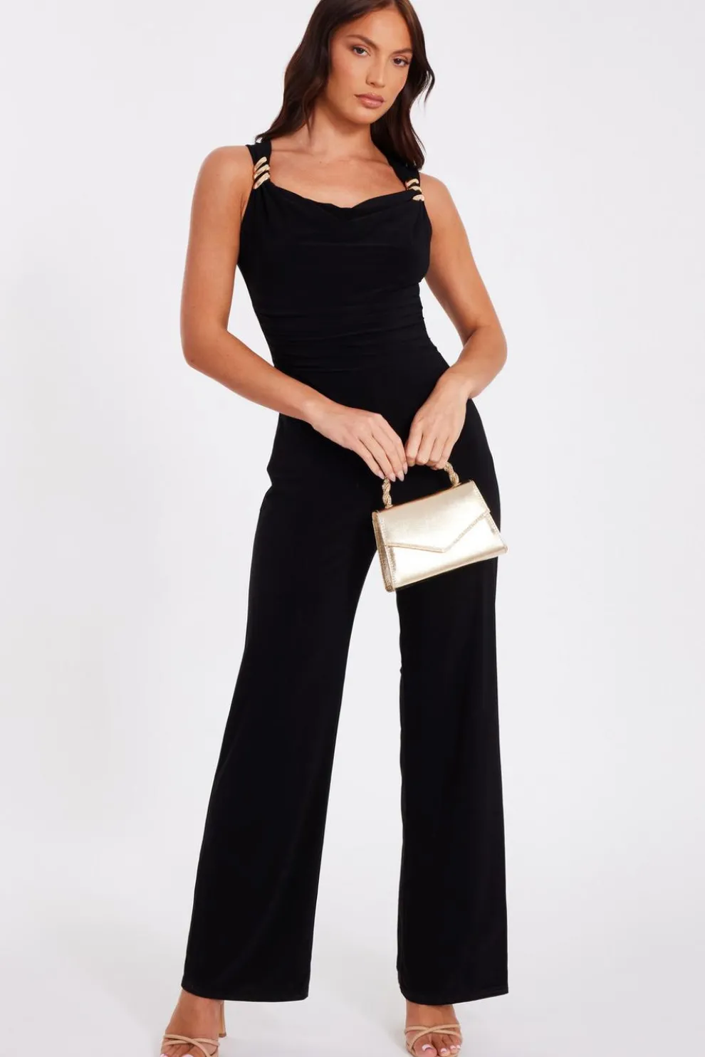 Black Buckle Detail Jumpsuit