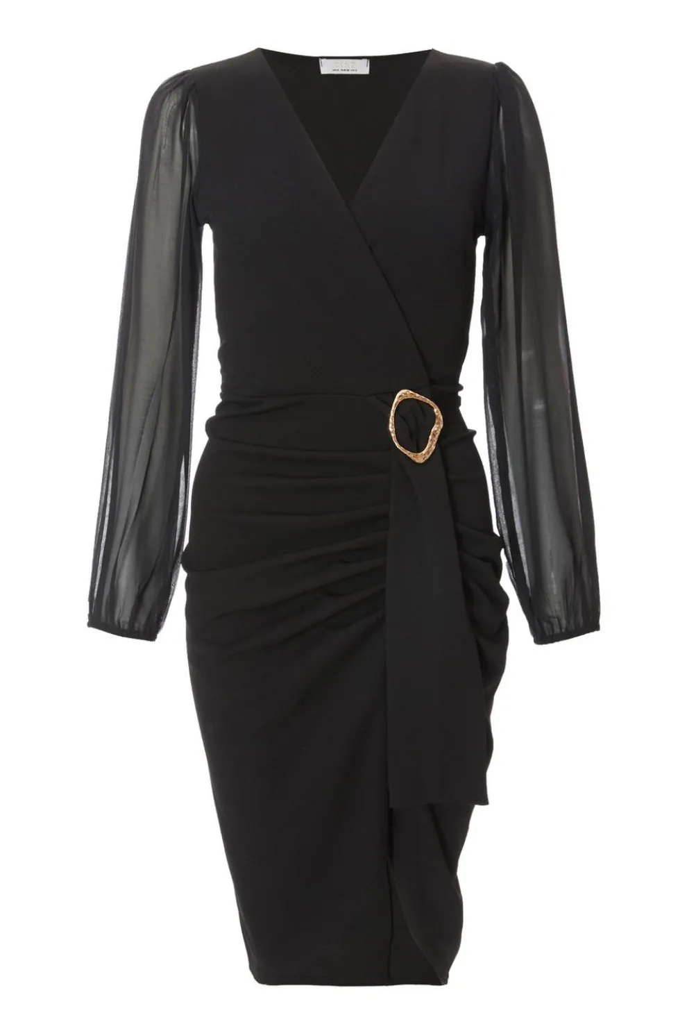 Black Buckle Midi Dress
