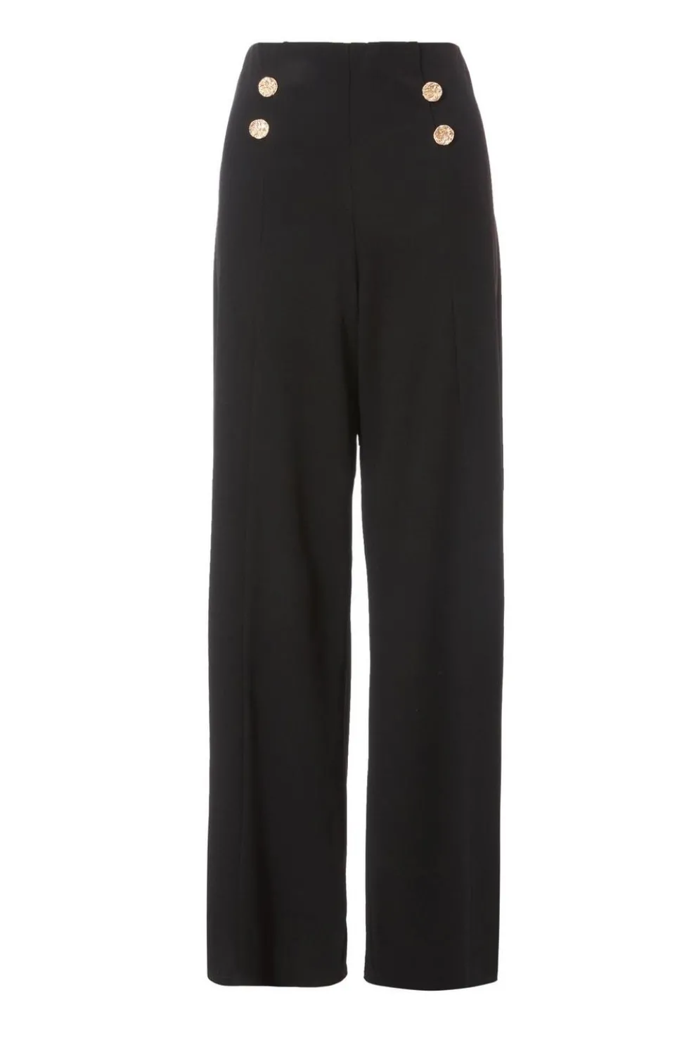 Black Button Detail Palazzo Trousers