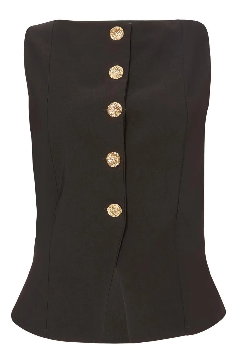 Black Button Front Waistcoat