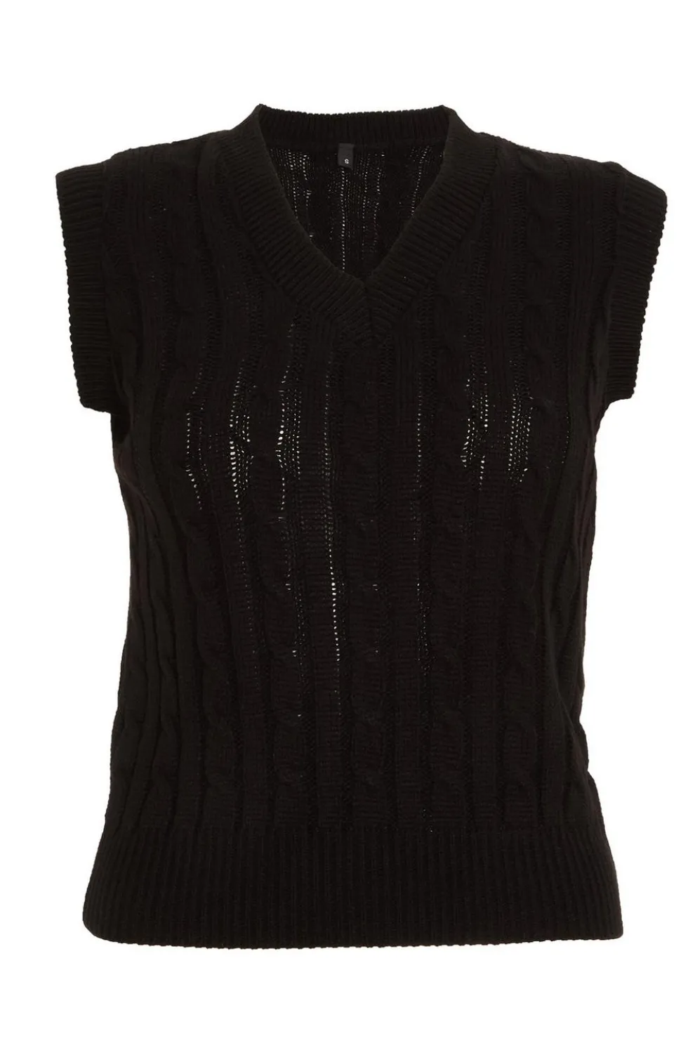 Black Cable Knit Tank Top