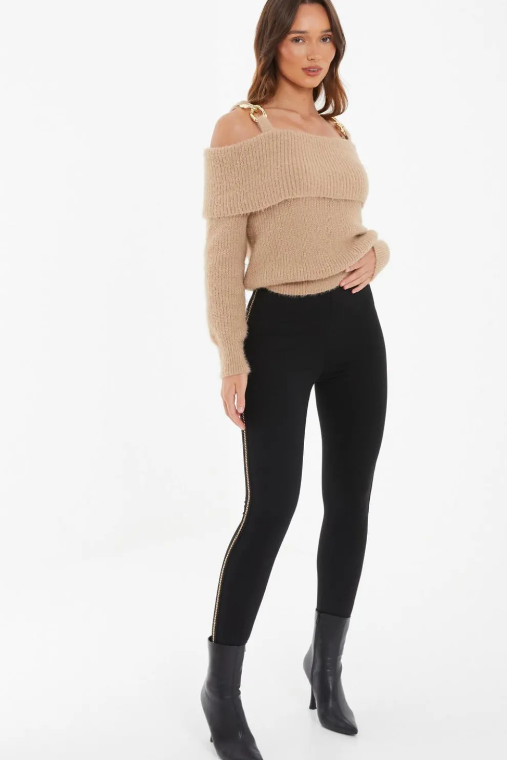 Black Chain Trim Leggings