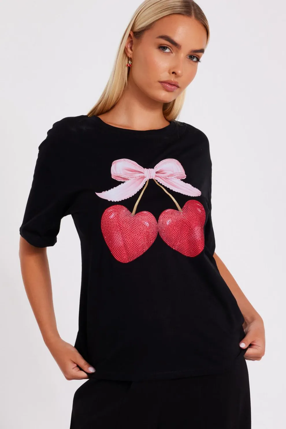 Black Cherry Print Boxy Top