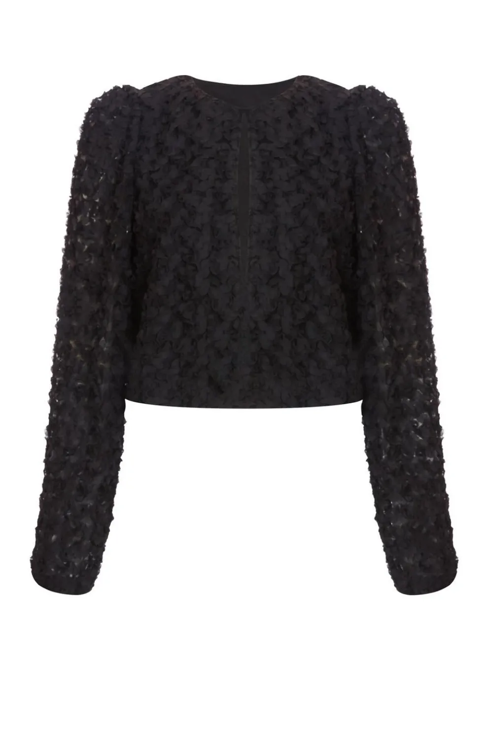 Black Chiffon Floral Cropped Jacket