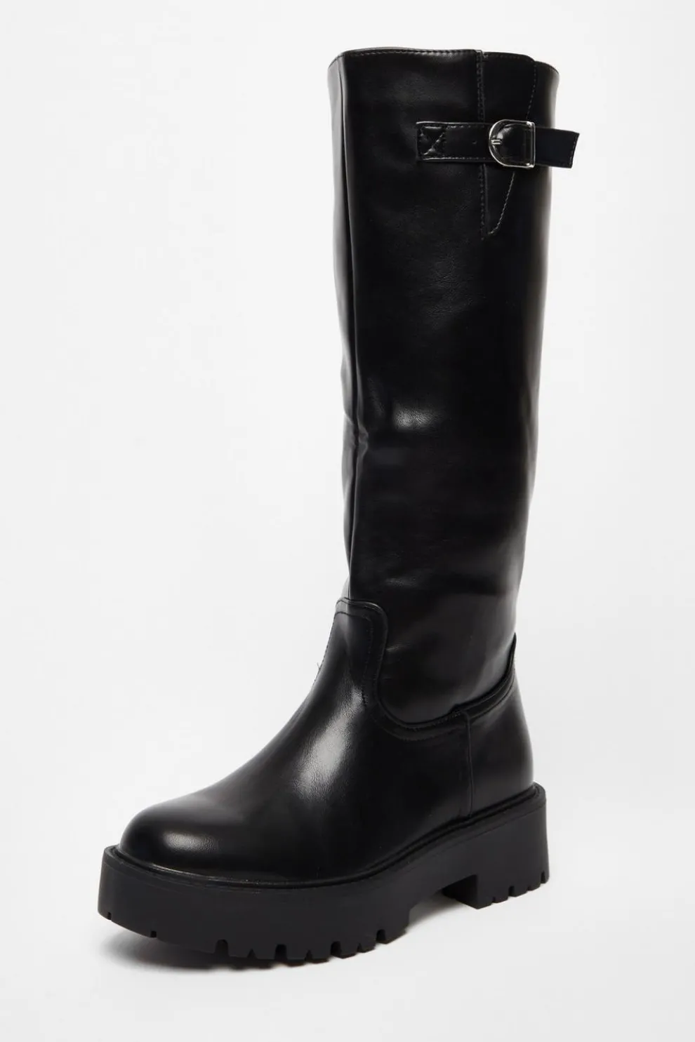 Black Chunky Knee High Boots