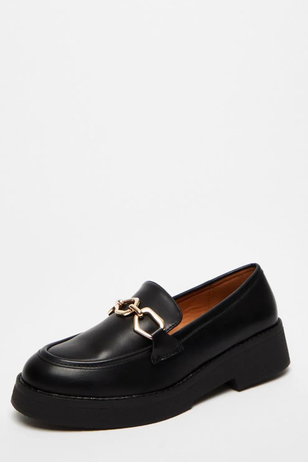 Black Chunky Patent Loafers