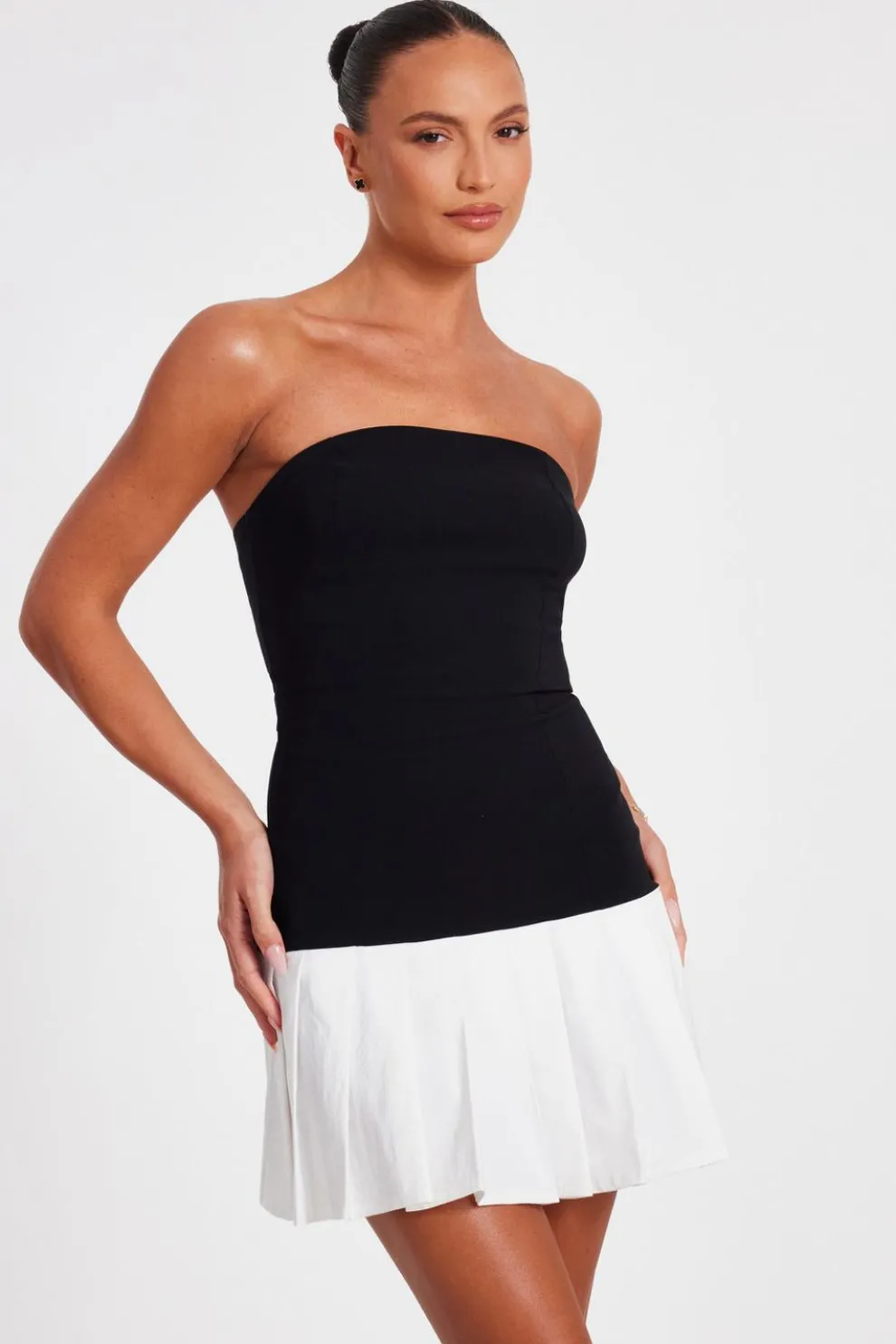 Black Contrast Mini Dress