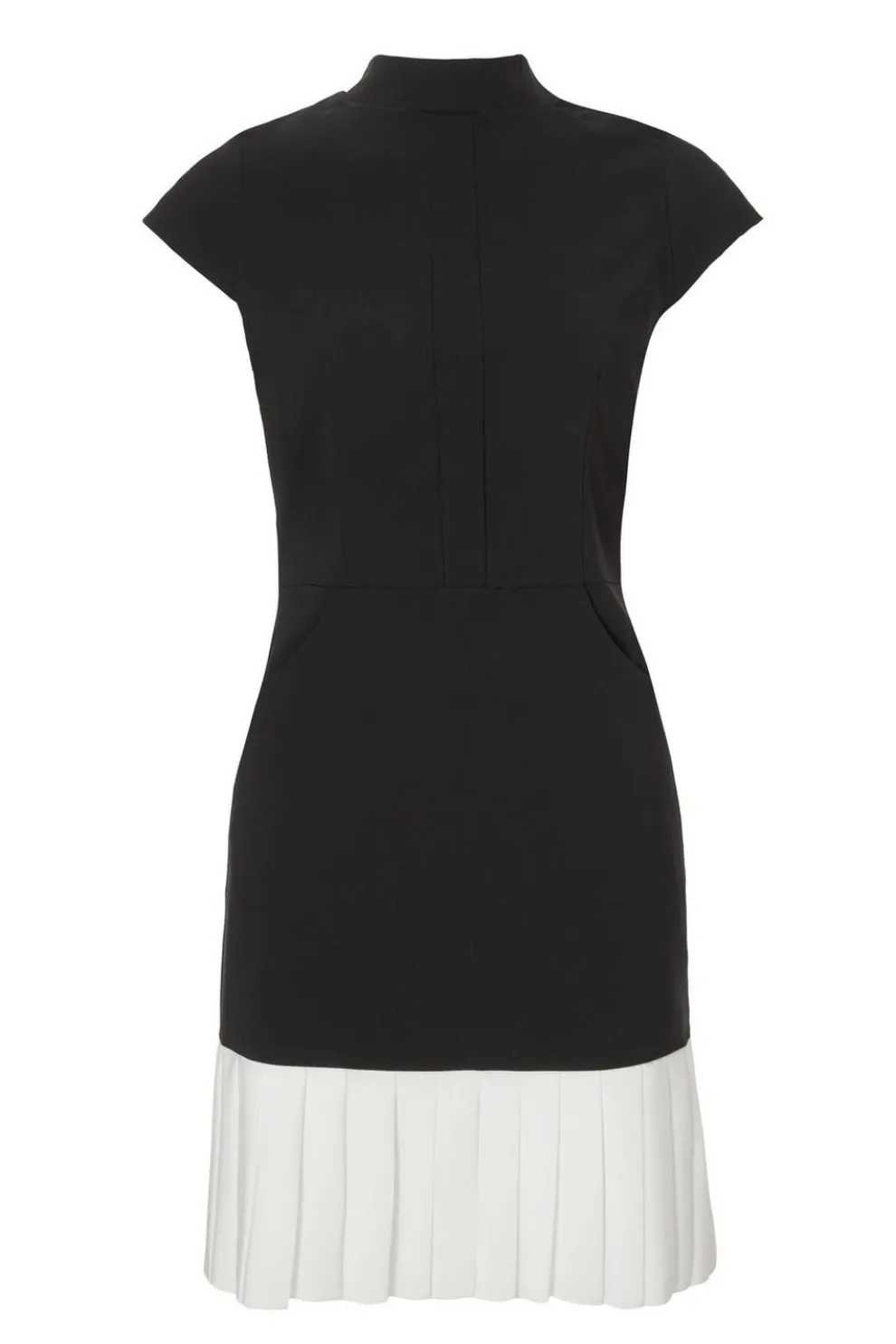 Black Contrast Pleated Mini Dress