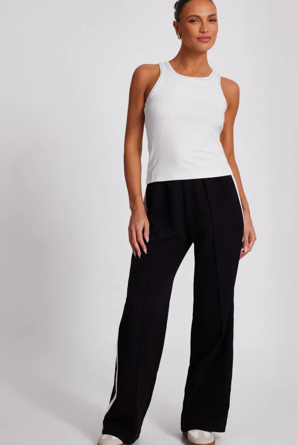 Black Contrast Striped Trousers