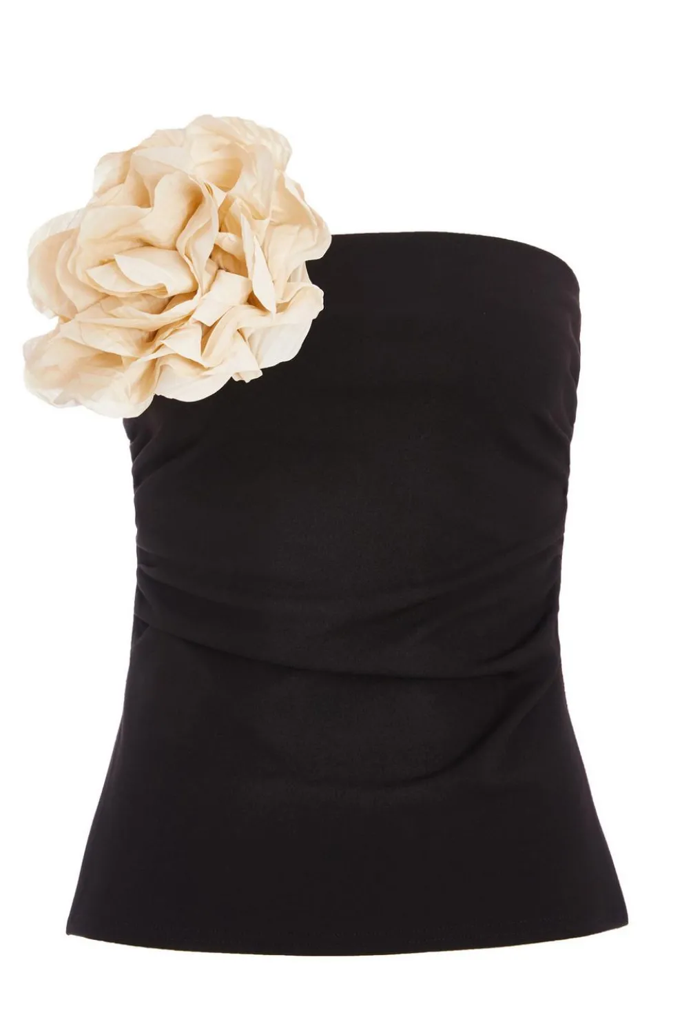 Black Corsage Bandeau Top