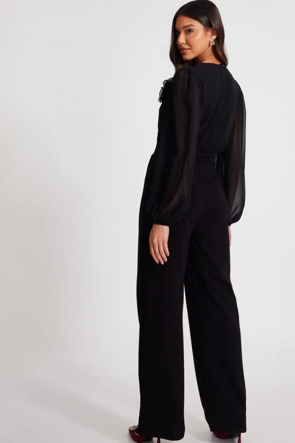 Black Corsage Wide Leg Jumpsuit