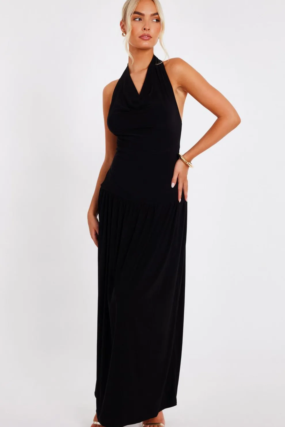 Black Cowl Neck Maxi Dress