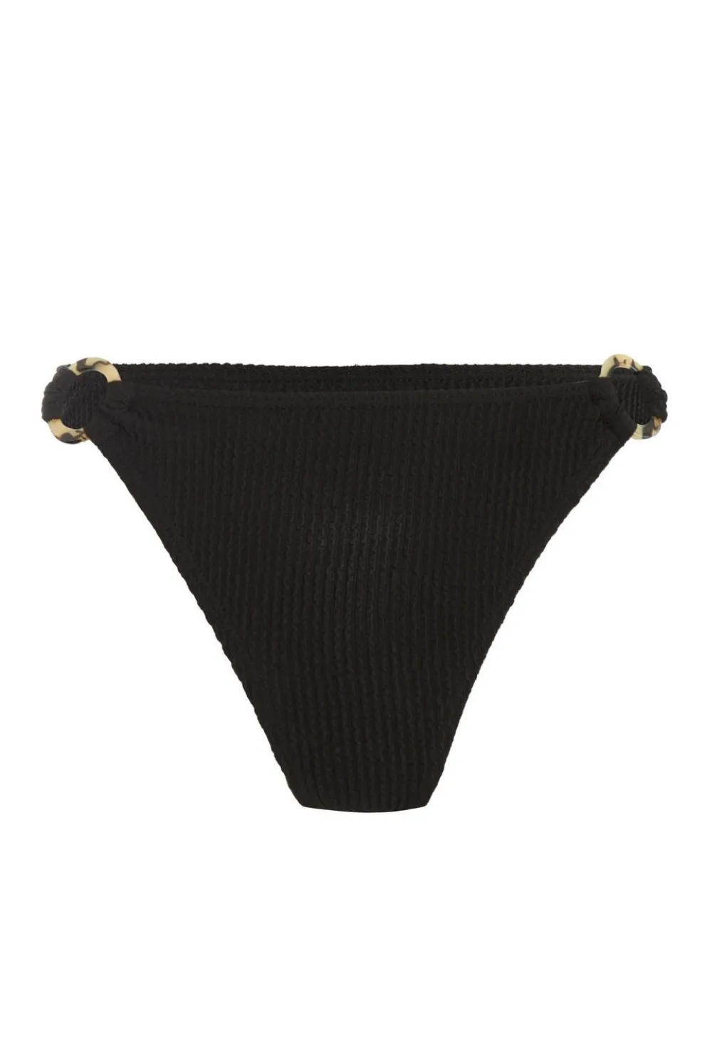 Black Crinkle Ring Bikini Bottoms