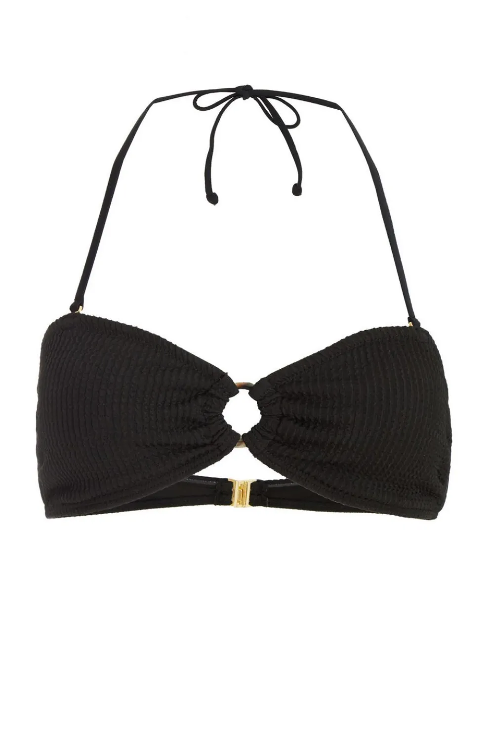 Black Crinkle Ring Bikini Top