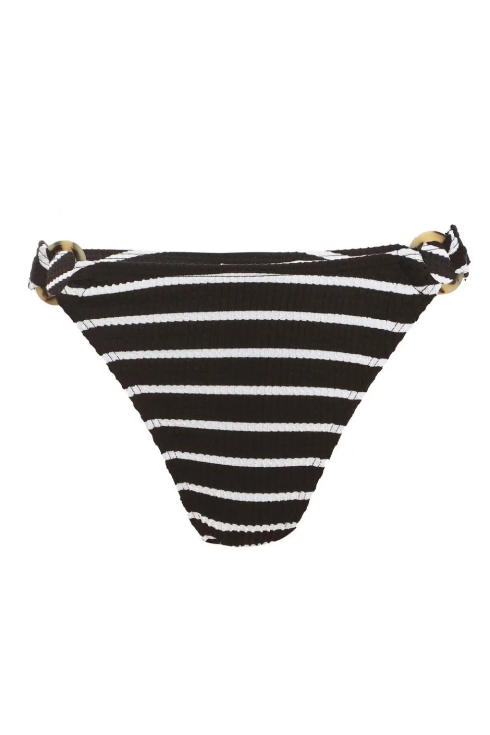 Black Crinkle Stripe Ring Bikini Bottoms