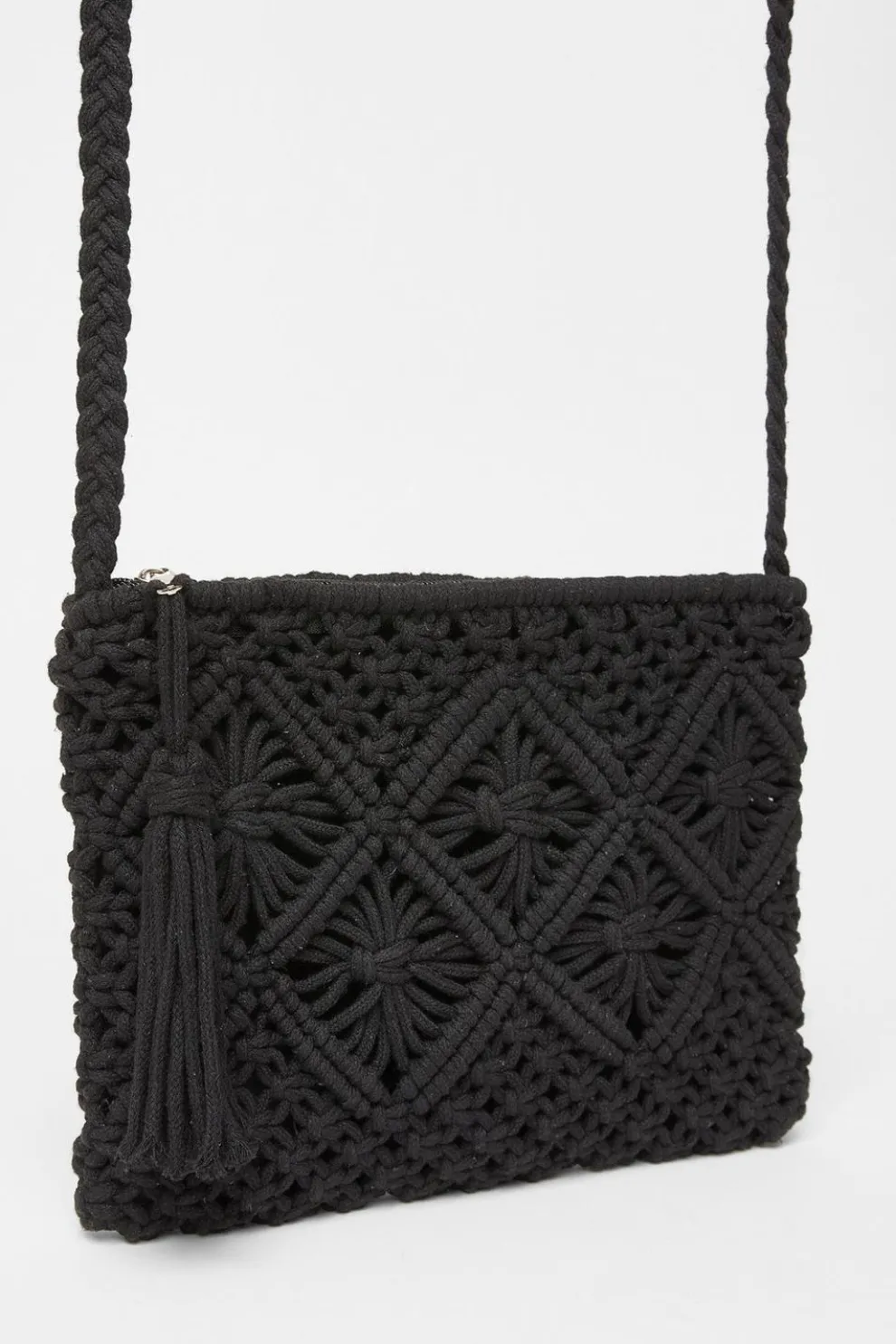 Black Crochet Cross Body Bag
