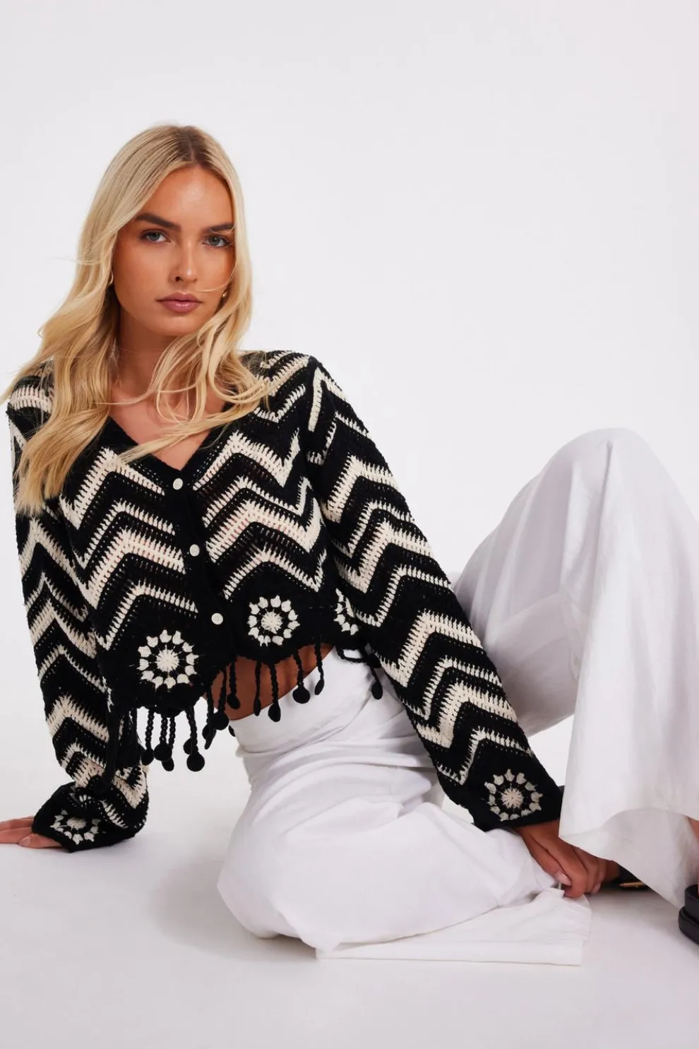 Black Crochet Knitted Top