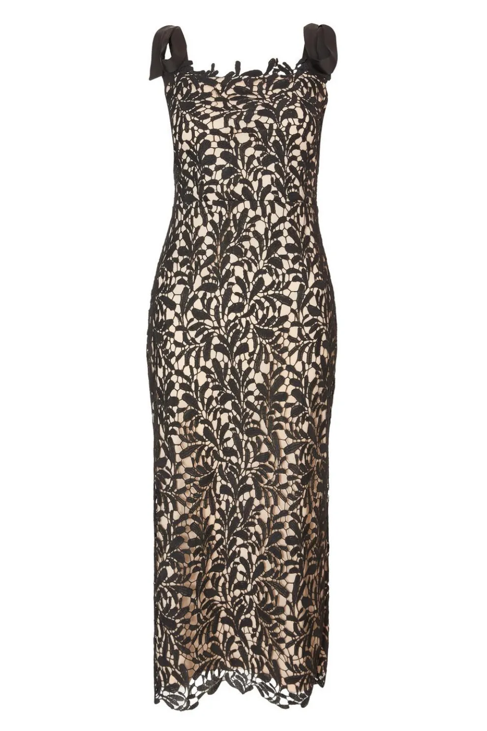 Black Crochet Lace Midi Dress