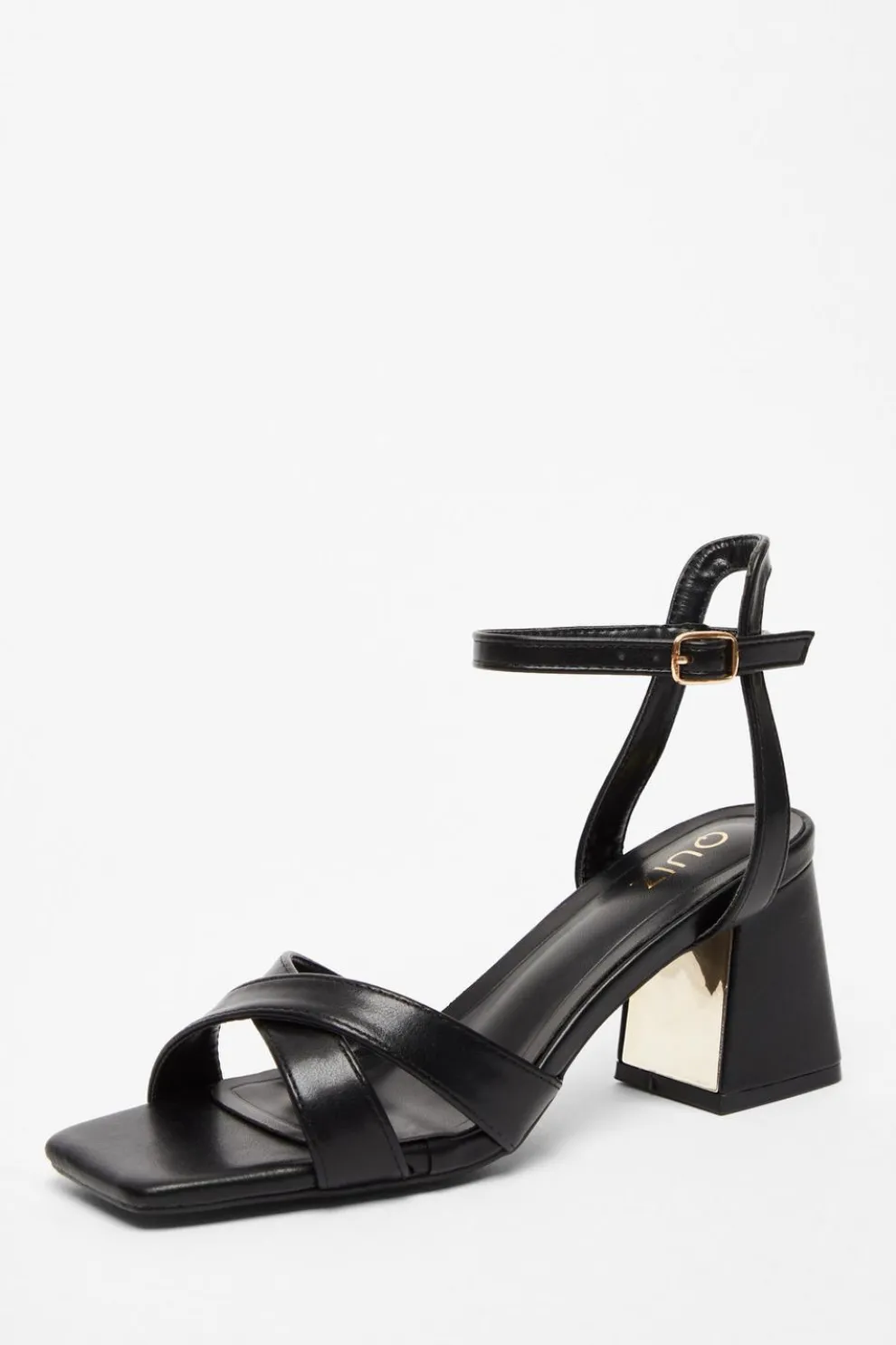 Black Cross Strap Heeled Sandal