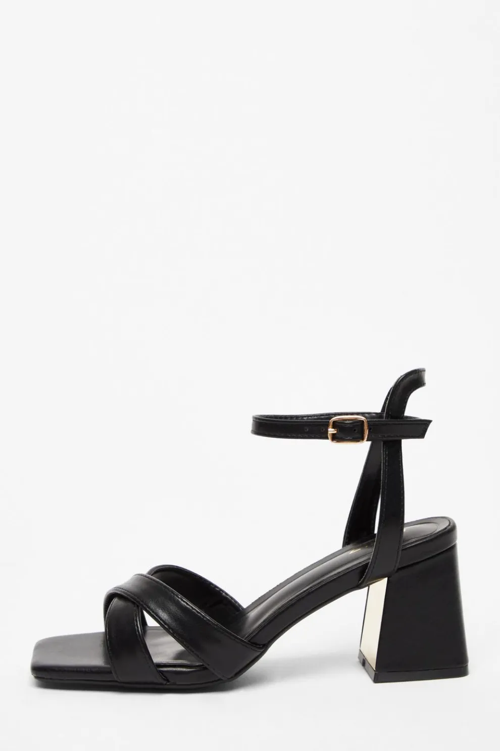 Black Cross Strap Heeled Sandal