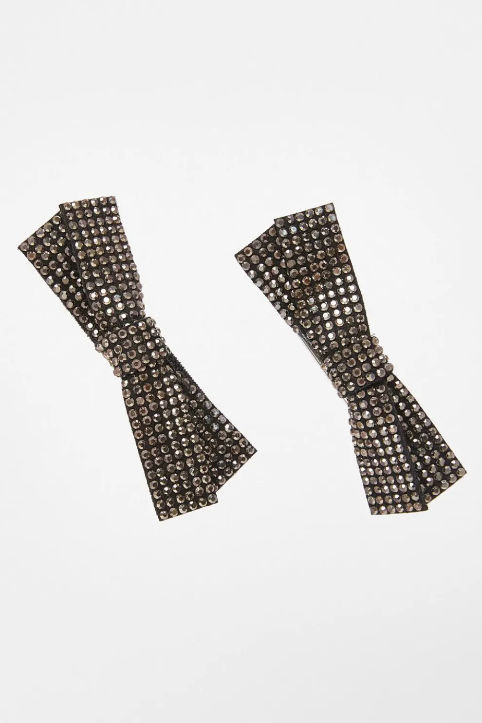 Black Diamante Bow Hair Clips