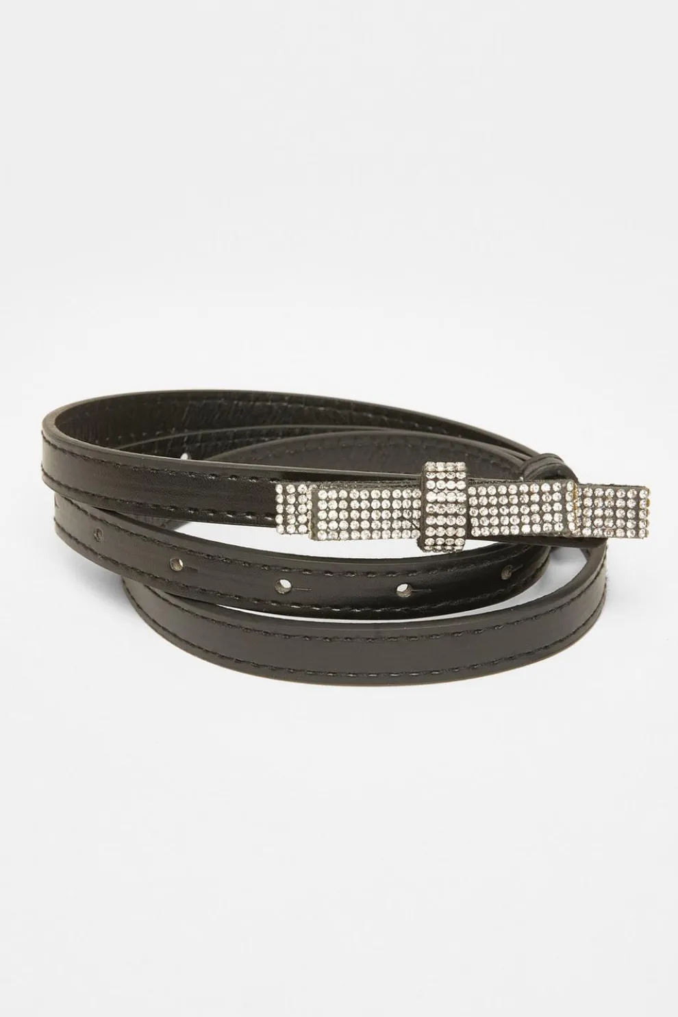 Black Diamante Bow Belt