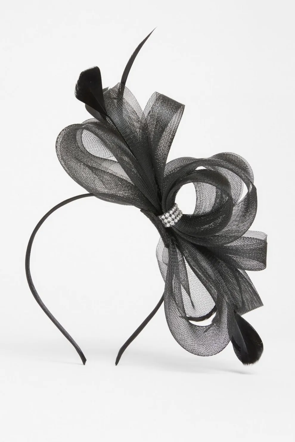 Black Diamante Bow Headband Fascinator