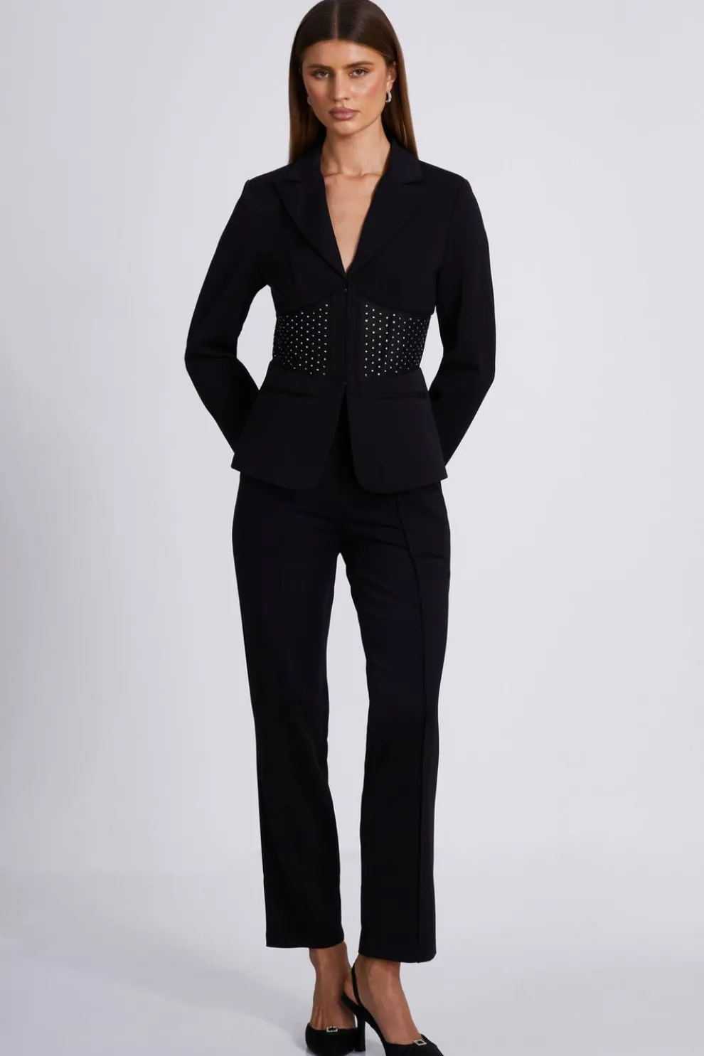 Black Diamante Corset Blazer